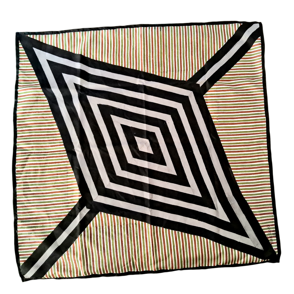 VINTAGE GEOMETRIC BIG DIAMOND SILK SCARF