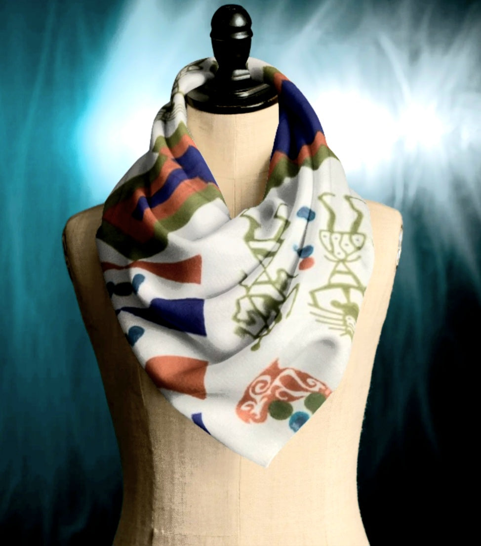 MODERNIST ABSTRACT TRIBAL FUSION ART SCARF